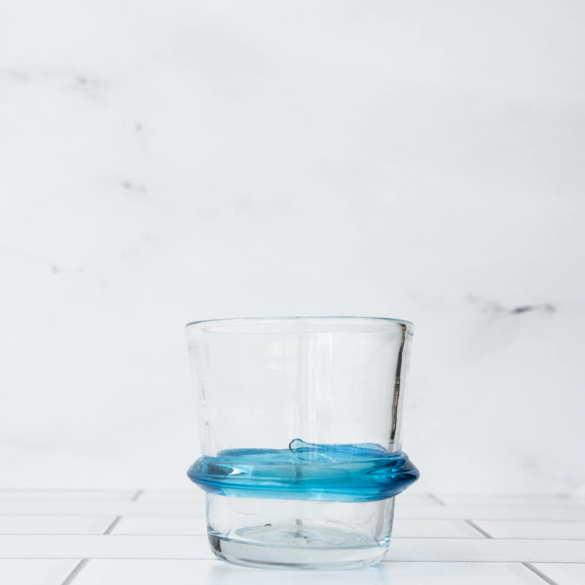 Product photo for Blenko 448R Ring Glass - Crystal with Turquoise