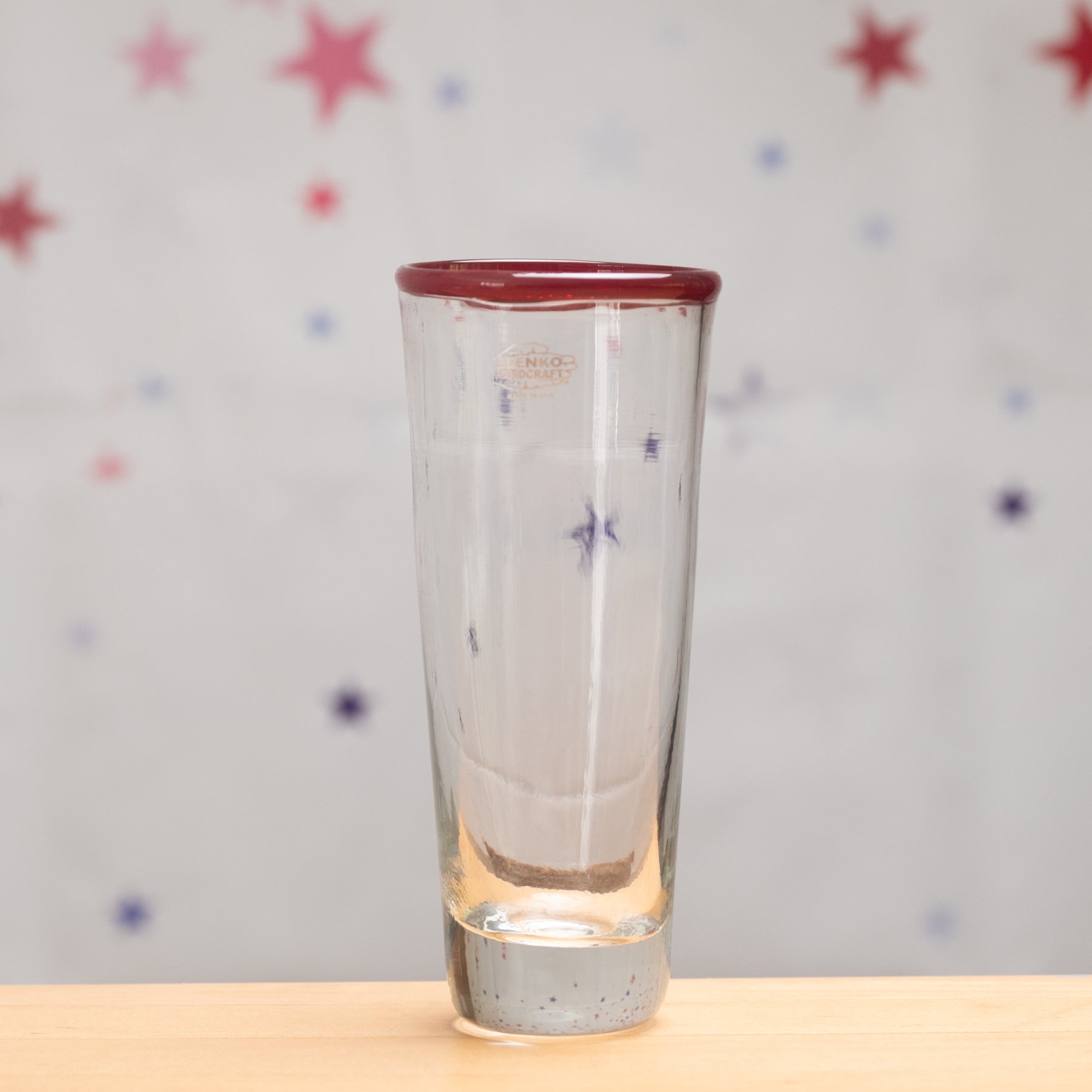 2633L Stars & Stripes Large Tumbler - Crystal with Ruby Lip Wrap