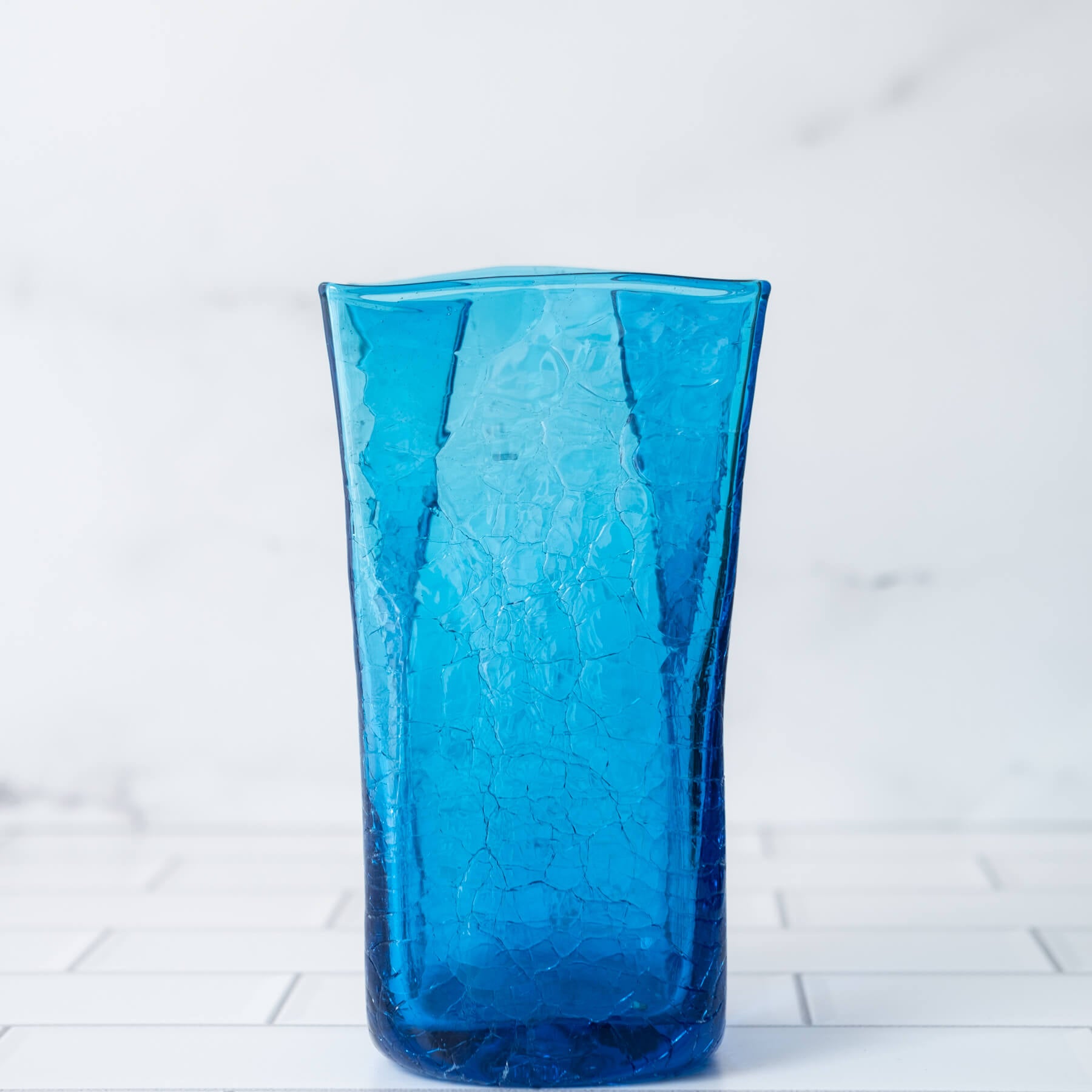 8813SC Crackled Small Paper Bag Vase - Turquoise