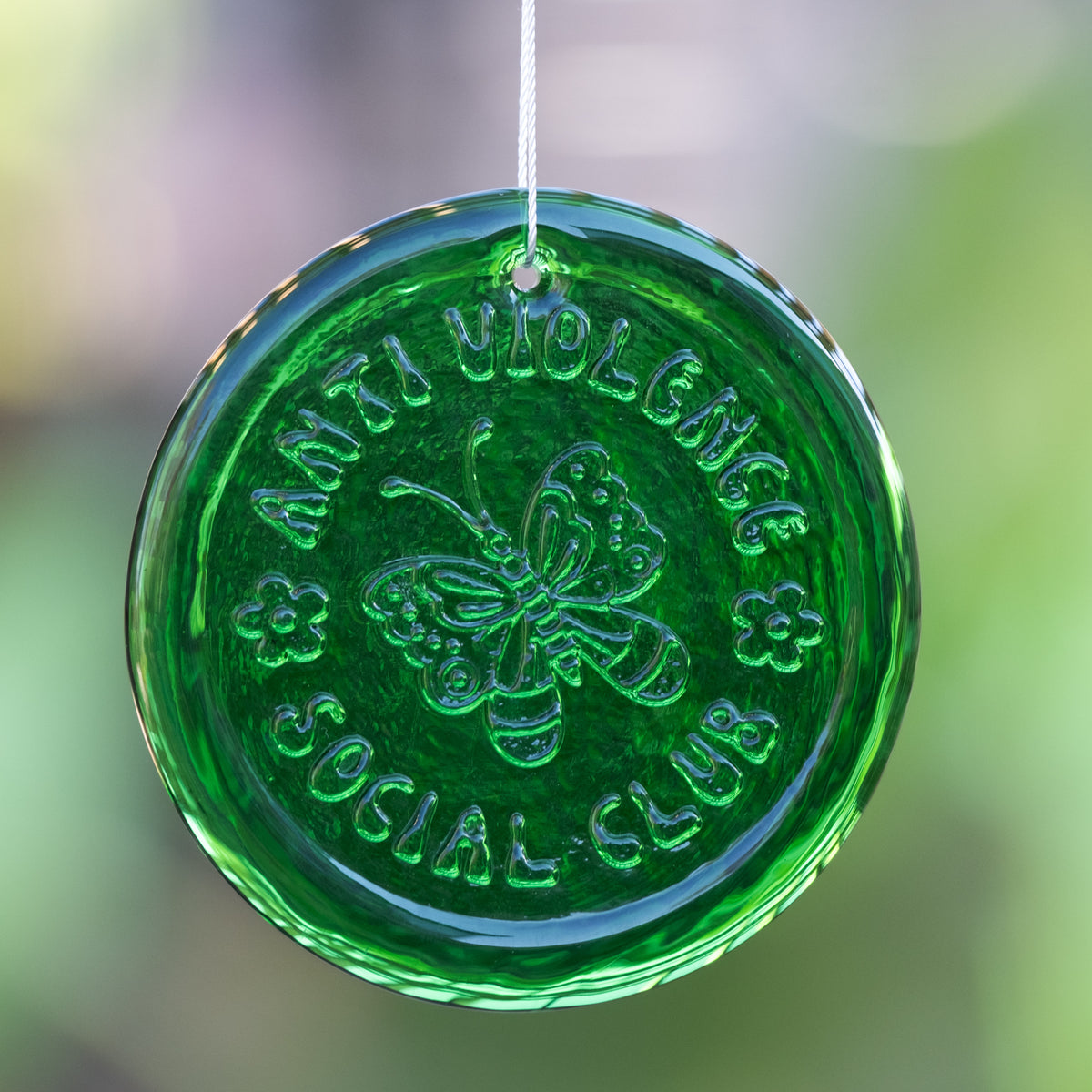 Glass for Good: Anti-Violence Social Club Suncatcher - Clover
