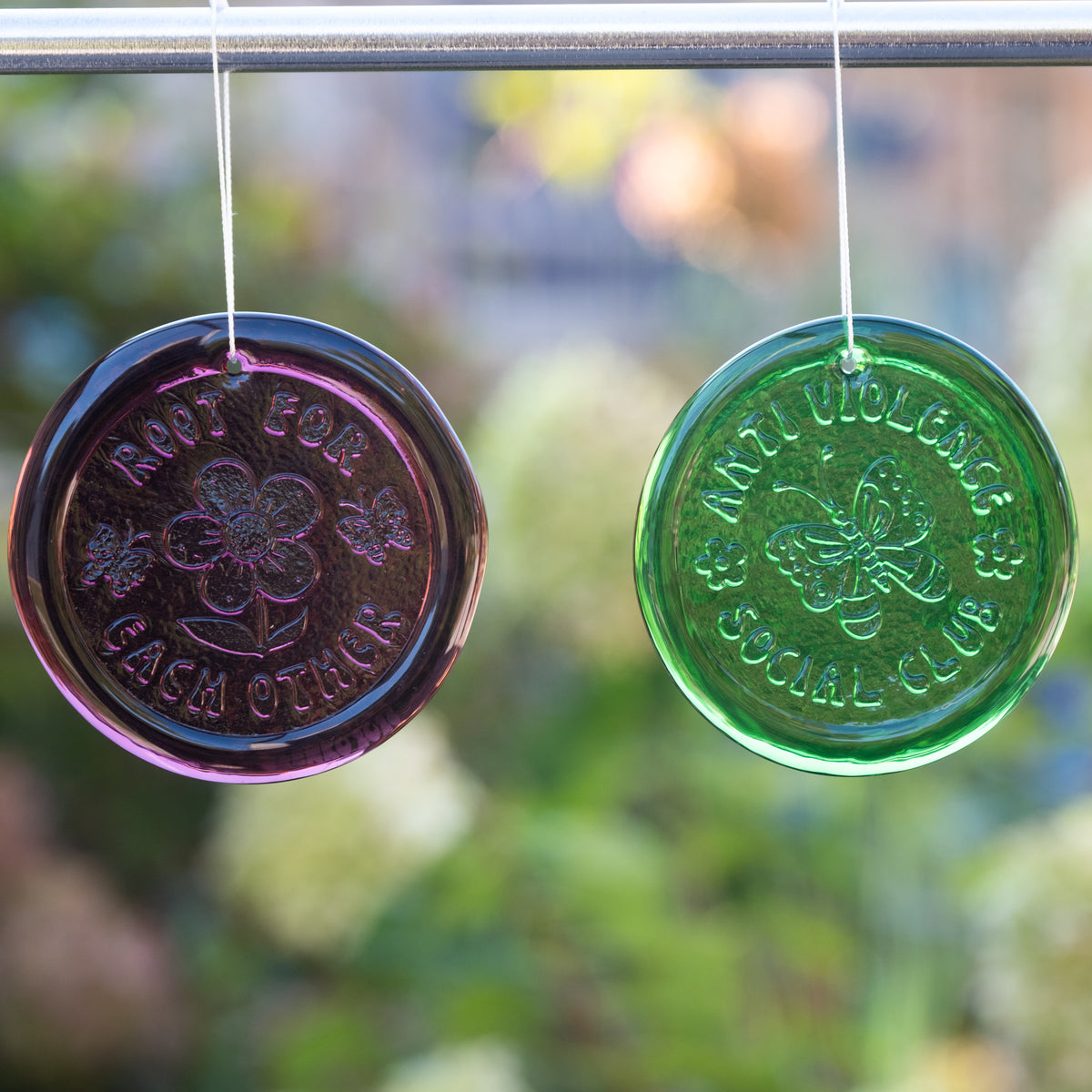 Glass for Good: Anti-Violence Social Club Suncatcher - Clover